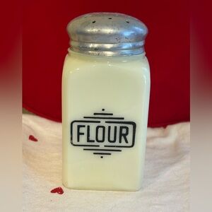 Antique Uranium Ivory Custard Glass Box Flour Shaker